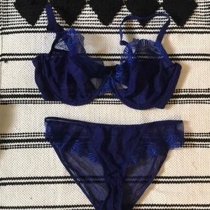 Panache Loretta blue bra and panty set NWOT
